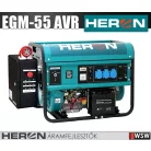 Heron EGM-55 AVR-1E bbenzinmotoros áramfejlesztő inditó automatikával GSM modullal - 5500 VA