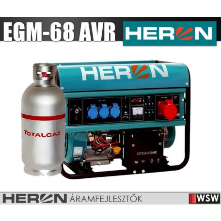 Heron EGM-68 AVR-3EG benzinmotoros áramfejlesztő max 6800/5500 VA