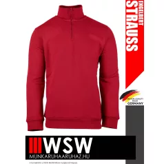   .Engelbert Strauss CLASSIC RED pamutgazdag 300 g/m² technikai pulóver - munkaruha