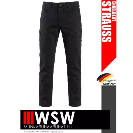 .Engelbert Strauss MOTION DENIM BLACK technikai oldalzsebes farmernadrág - munkaruha