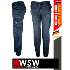   .Engelbert Strauss MOTION DENIM DARKWASHED technikai oldalzsebes farmernadrág - munkaruha
