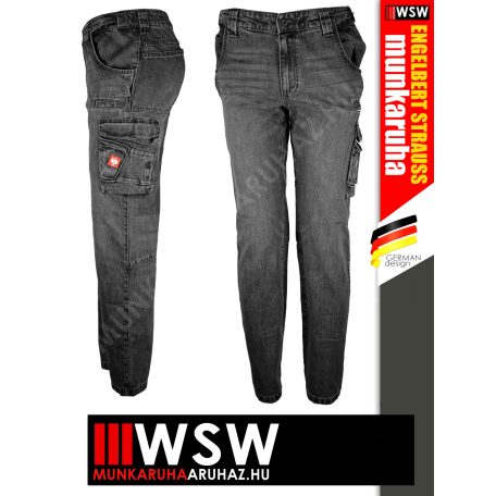 .Engelbert Strauss MOTION DENIM GRAPHITE technikai oldalzsebes farmernadrág - munkaruha