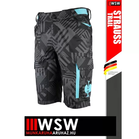 .Engelbert Strauss TRAIL GRAPHIC BLACK prémium ripstop lélegző rövidnadrág - technikai ruházat