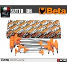 T-szárú Torx®-imbuszkulcs készlet, műanyag markolattal, krómozott, fekete hegyek_97TTX_D6