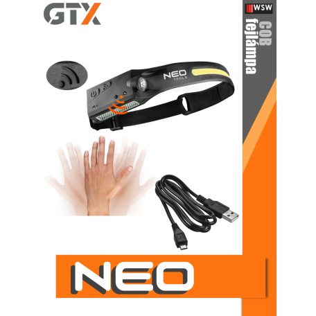 Neo Tools COB USB tölthető 400 lumen szenzorkapcsolós fejlámpa - kiegészítő