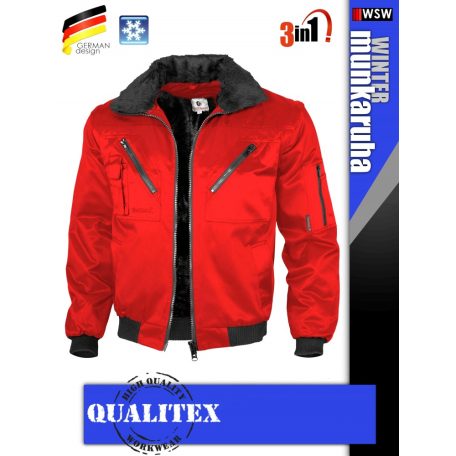 Qualitex PILOT RED 3in1 prémium bomber téli kabát - munkaruha