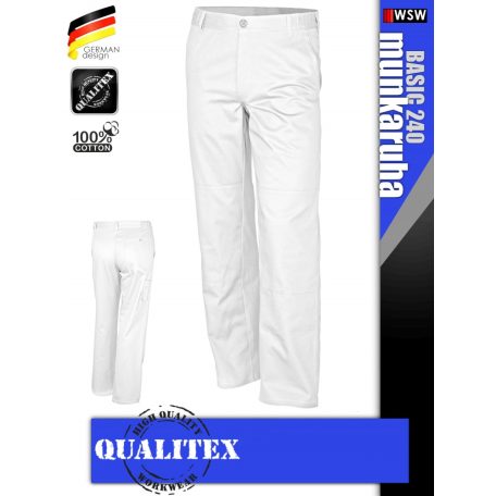 Qualitex BASIC 240 WHITE 100% pamut derék nadrág - munkaruha