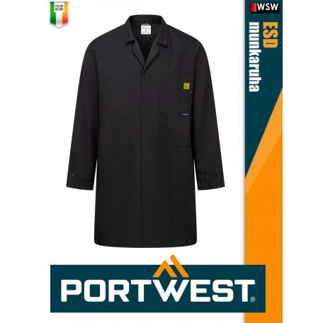Portwest ESD BLACK antisztatikus hosszúujjú köpeny - munkaruha