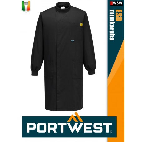 Portwest ESD BLACK antisztatikus hosszúujjú köpeny - munkaruha