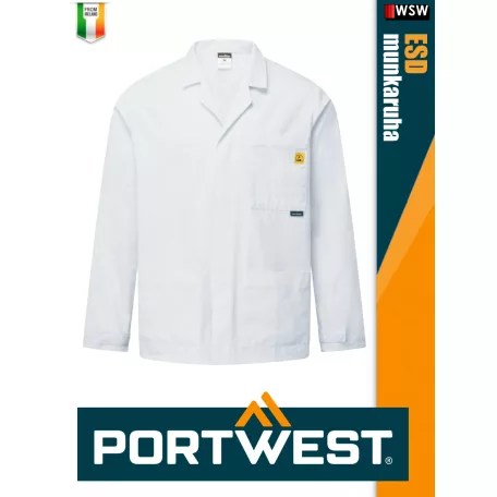 Portwest ESD WHITE antisztatikus hosszúujjú laborkabát - munkaruha
