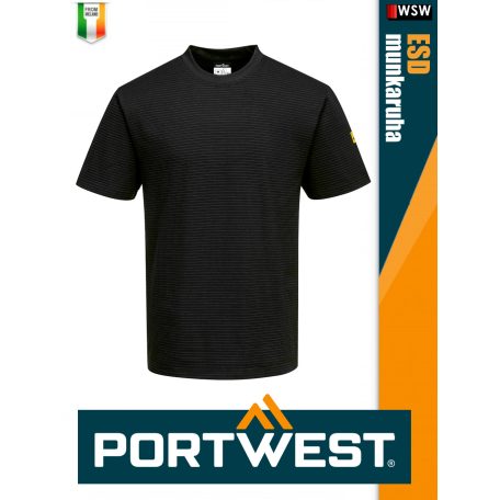Portwest ESD BLACK antisztatikus kereknyakú póló - munkaruha