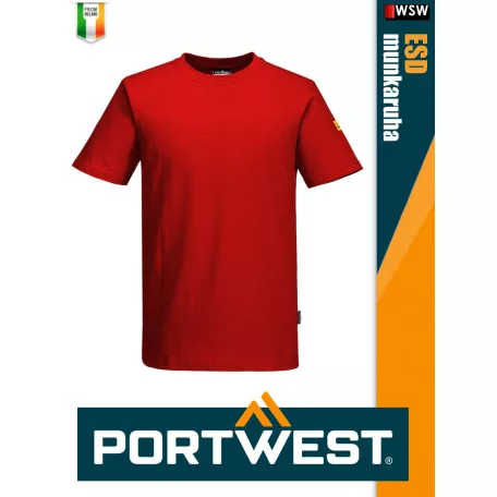 Portwest ESD RED antisztatikus kereknyakú póló - munkaruha