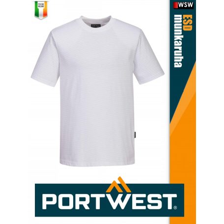 Portwest ESD WHITE antisztatikus kereknyakú póló - munkaruha