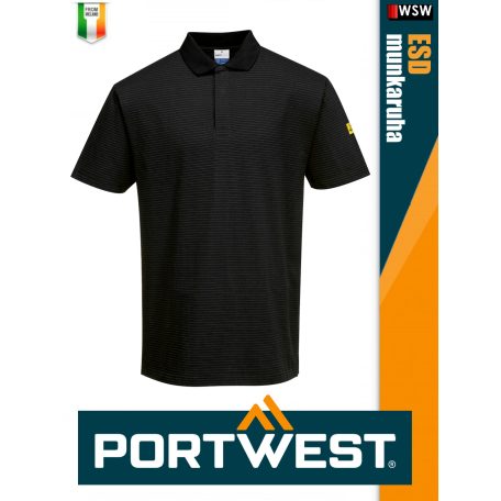 Portwest ESD BLACK antisztatikus galléros póló - munkaruha