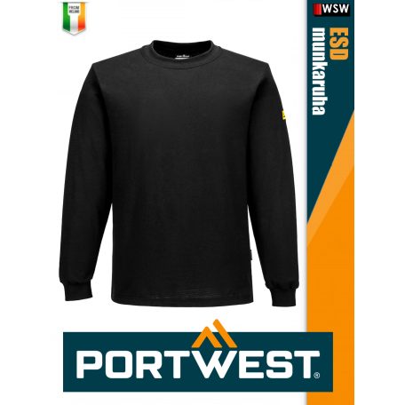 Portwest ESD BLACK antisztatikus hosszúujjú póló - munkaruha