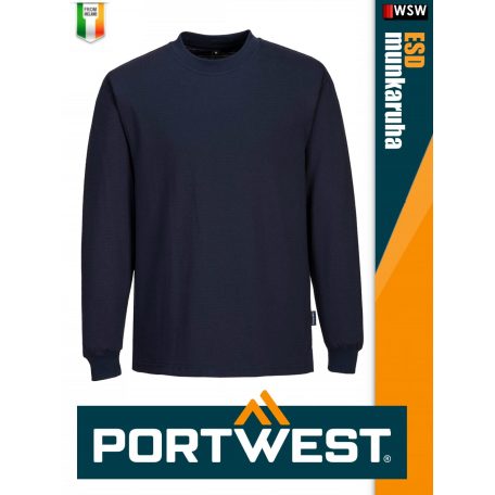 Portwest ESD NAVY antisztatikus hosszúujjú póló - munkaruha