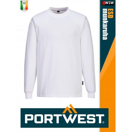 Portwest ESD WHITE antisztatikus hosszúujjú póló - munkaruha