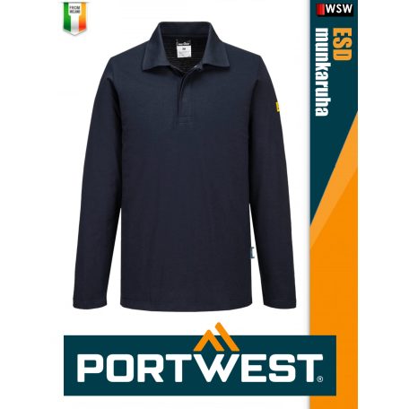 Portwest ESD NAVY antisztatikus hosszúujjú galléros póló - munkaruha