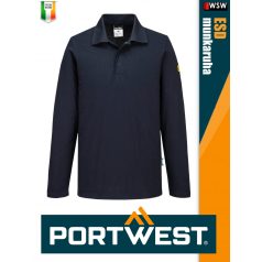   Portwest ESD NAVY antisztatikus hosszúujjú galléros póló - munkaruha
