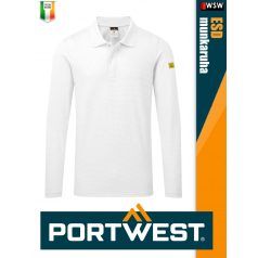   Portwest ESD WHITE antisztatikus hosszúujjú galléros póló - munkaruha