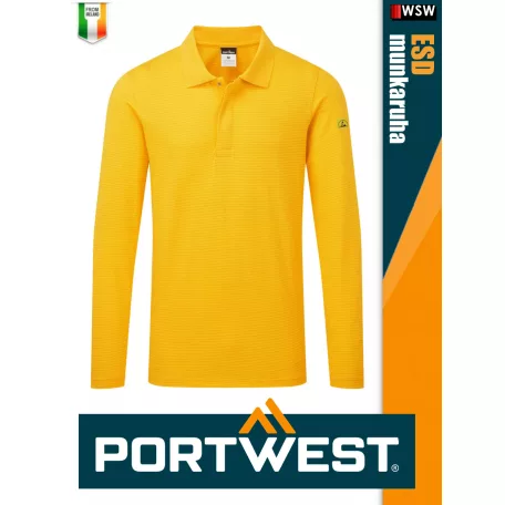Portwest ESD YELLOW antisztatikus hosszúujjú galléros póló - munkaruha