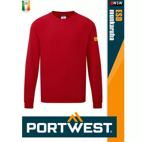Portwest ESD RED antisztatikus hosszúujjú pulóver - munkaruha