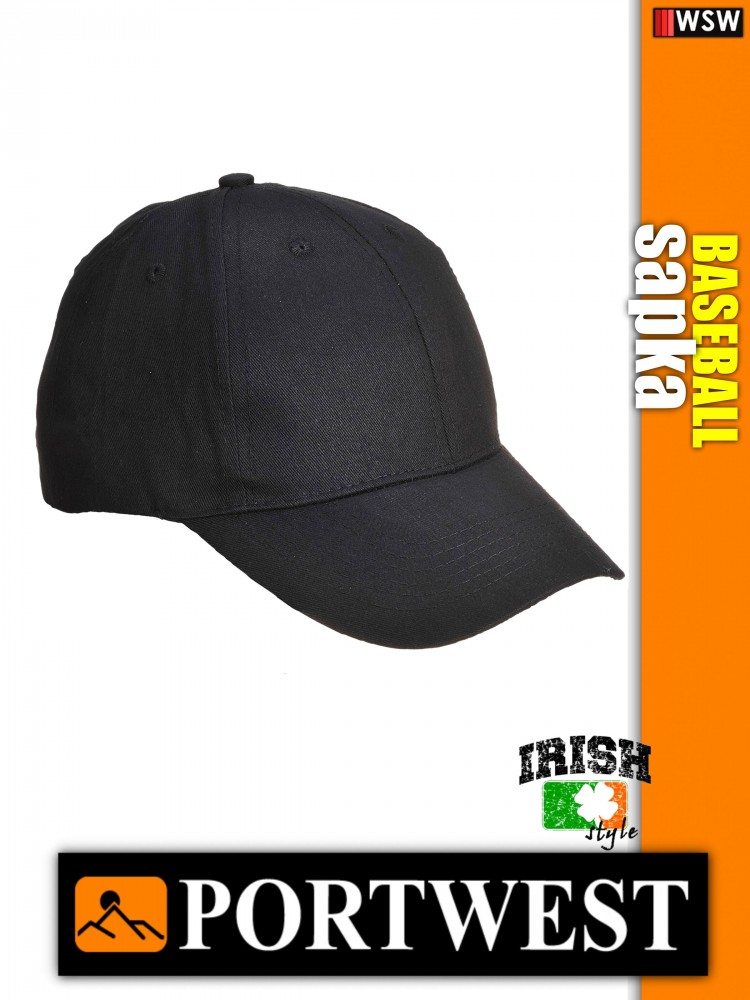 Portwest Baseballkappe B010 – 6er Pack, Schwarz, Atmungsaktiv & Leicht, Verstellbarer Bund