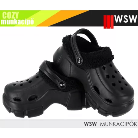 WSW COZY BLACK bélelt női eve könnyített papucs  - munkapapucs