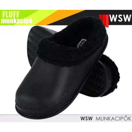 WSW FLUFF BLACK bélelt női eve könnyített papucs  - munkapapucs