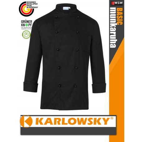 Karlowsky BLACK BASIC kevertszálas 60C-on mosható hosszúujjú férfi séf kabát - munkaruha