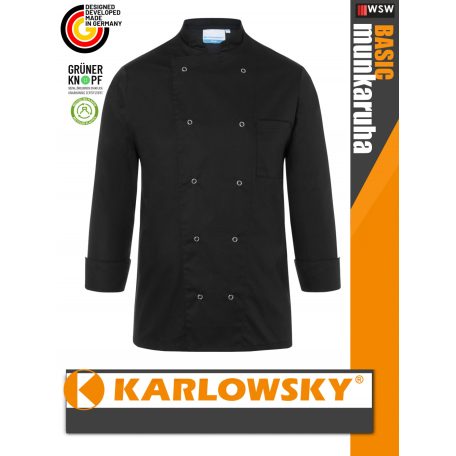 Karlowsky BLACK BASIC kevertszálas 60C-on mosható hosszúujjú unisex séf kabát - munkaruha