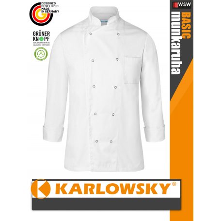Karlowsky WHITE BASIC kevertszálas 60C-on mosható hosszúujjú unisex séf kabát - munkaruha