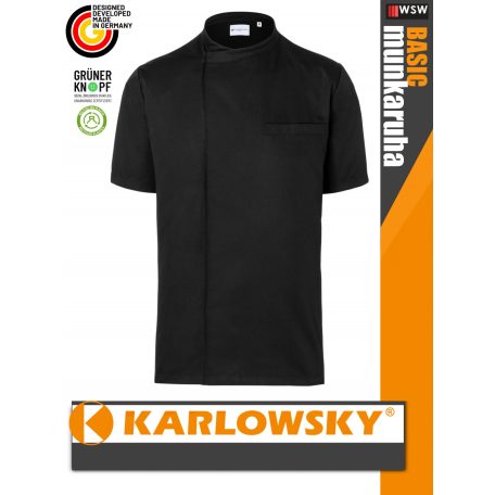 Karlowsky BLACK BASIC kevertszálas 60C-on mosható rövidujjú férfi séf kabát - munkaruha