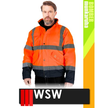 WSW BOMBER ORANGE technikai bélelt láthatósági télikabát - munkaruha