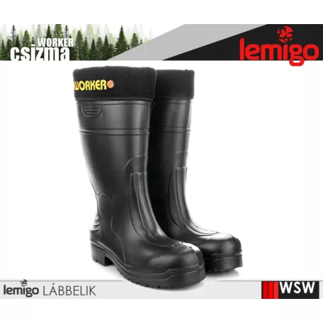 Lemigo WORKER SBP BLACK technikai magasszszárú könnyített eva -30C-ig bélelt munkacsizma - munkabakancs