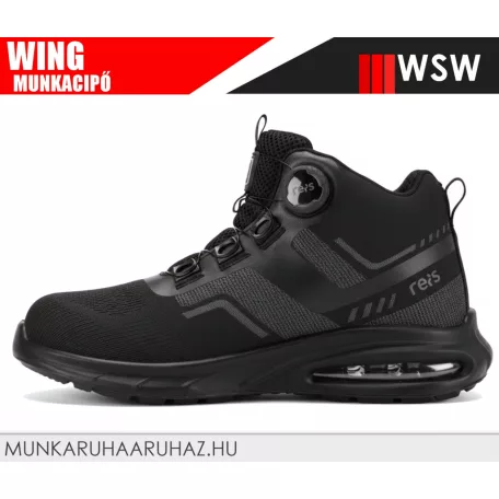 WSW WING S1PL BLACK technikai fémmentes önbefűzős munkacipő - munkabakancs