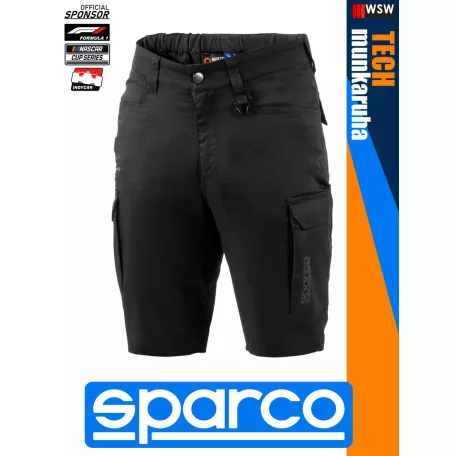 Sparco TECH BLACK prémium technikai stretch pamutgazdag rövid munkanadrág - munkaruha