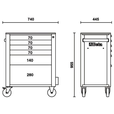 Beta 6 fiókos szerszámkocsi borulságátlóval - szerszám