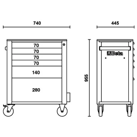 Beta 6 fiókos szerszámkocsi borulságátlóval - szerszám