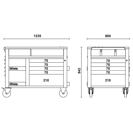 Beta SUPER TANK 10 fiókos szerszámkocsi munkalappal - szerszám