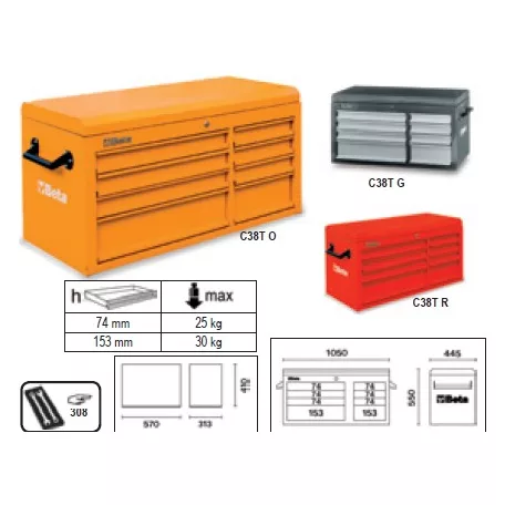 Top 8 fiókos szerszámláda szerszámrekesszel_C38T