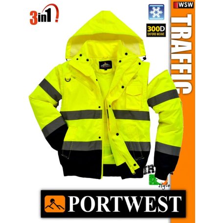 Portwest TRAFFIC jólláthatósági bomber kabát - 3in1