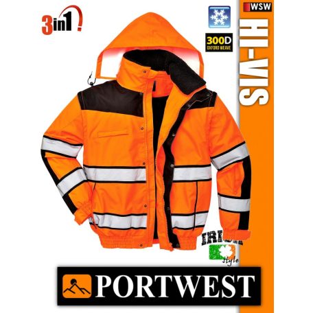 Portwest HI-VIS Classic jólláthatósági bélelt kabát - 3in1