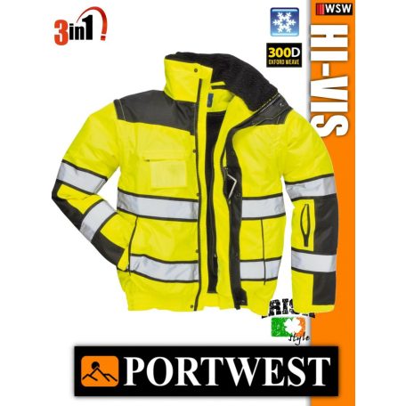 Portwest HI-VIS Classic jólláthatósági bélelt kabát - 3in1
