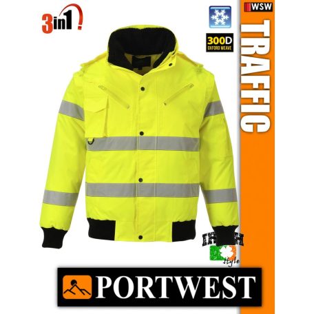 Portwest TRAFFIC jólláthatósági bomber kabát - 3in1