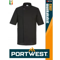   Portwest HORECA BLACK SURREY rövidujjú séfkabát - munkaruha