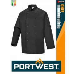   Portwest HORECA BLACK CUMBRIA hosszúujjú séfkabát - munkaruha