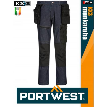 Portwest KX3 BLUE prémium technikai lengőzsebes farmernadrág - munkaruha