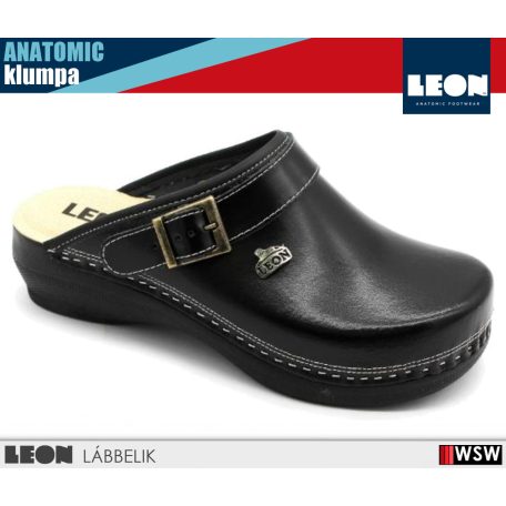 Leon COMFORT PU101 BLACK bőr női klumpa