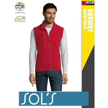 Sol's NORWAY RED zippzáros polár férfi mellény - 300 g/m2